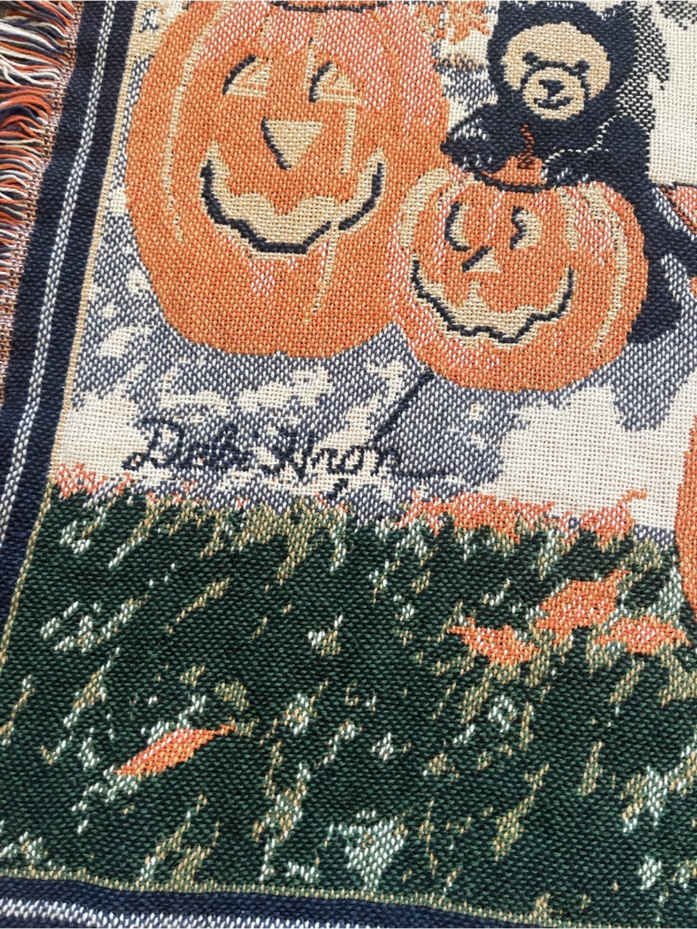 Vtg Goodwin Weavers Halloween Teddy Bears Viral Throw Blanket 90s USA HTF - Picture 2 of 6
